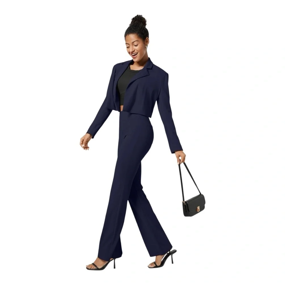 Halara Flex SculptKnit Flare Work pant, Small Reg, NWT, Dress Blues - Picture 2 of 12